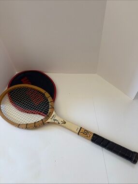 Vintage Wilson Jack Kramer Speed Flex Fiber Face Wooden Tennis Racquet USA Cover